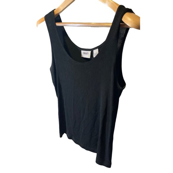Chico's Travelers Black Loose Fitting Sleeveless Scoop Neck Tank Top Sz L - Picture 1 of 6